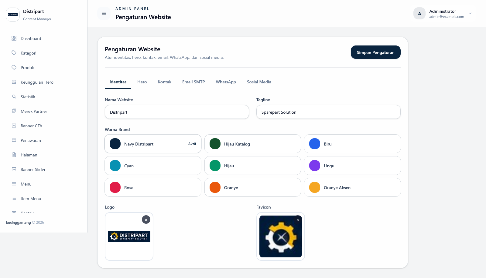 pengaturan website
