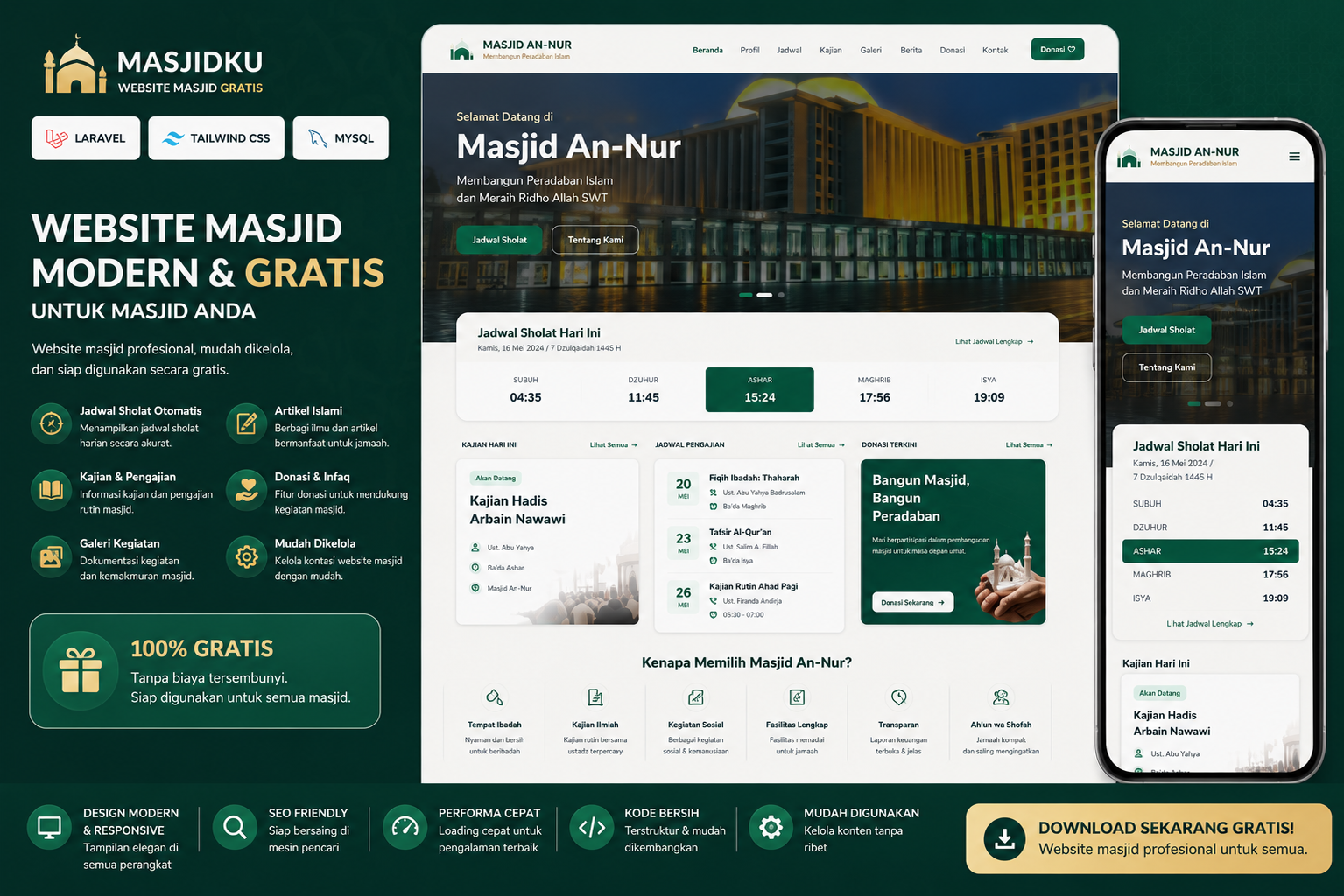 website masjid dan pengelolaan infaq gratis